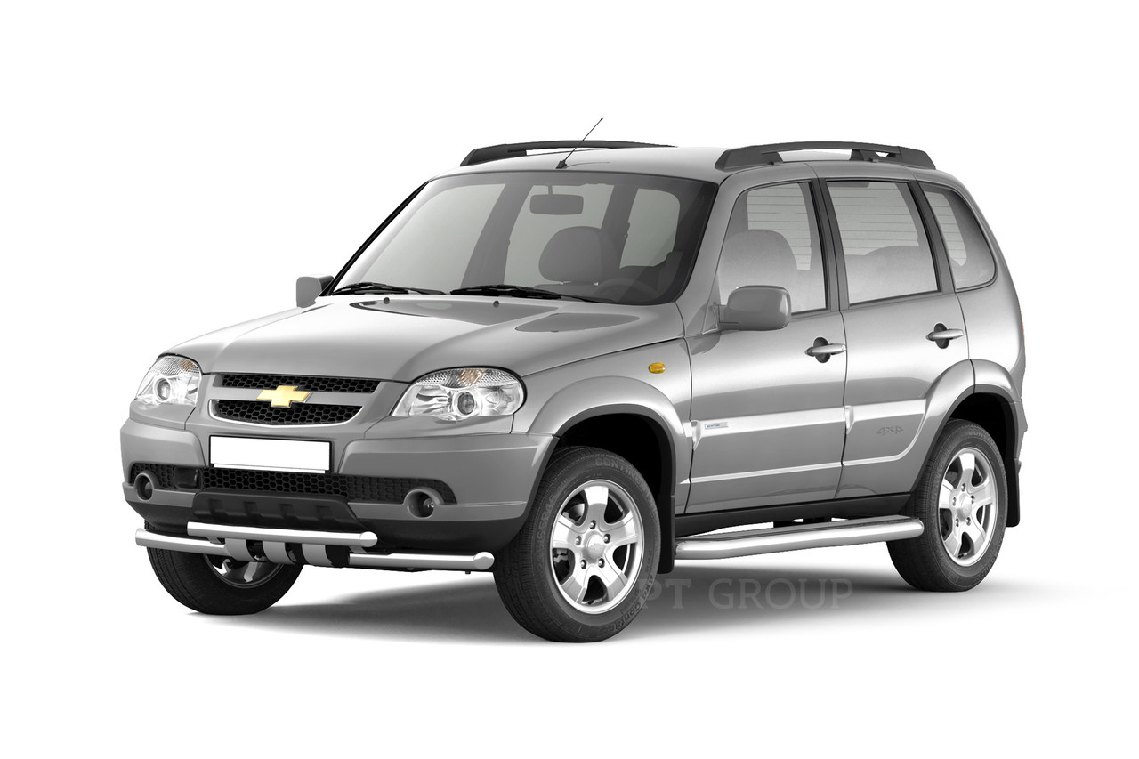 Защита порогов нержавейка с алюминиевой площадкой (НПС) Chevrolet NIVA 2009-2020 - фото 3 - id-p106430790