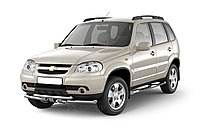 Защита порогов с накладками 63мм (НПС) Chevrolet NIVA 2009-