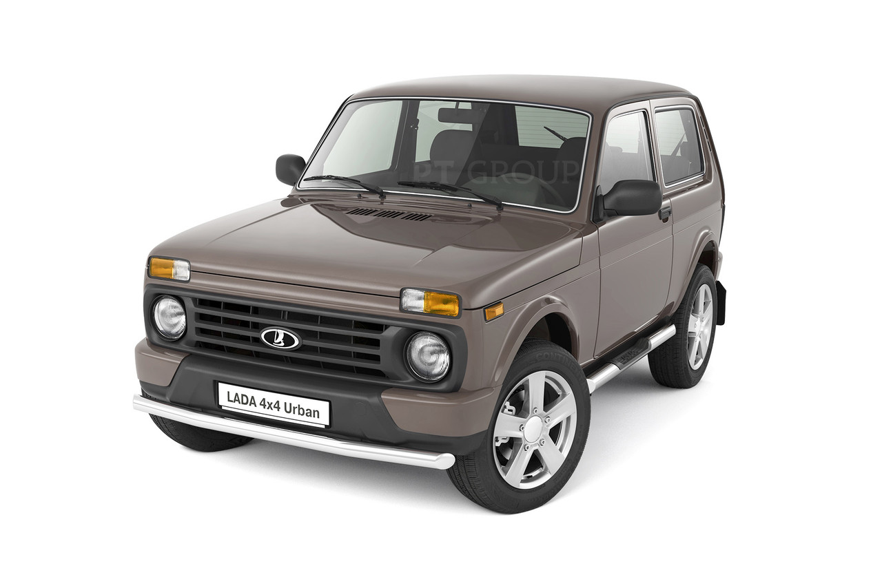 Защита порогов с накладками 76 мм (НПС) LADA 4x4 2121 c 1995 / Urban c 2015