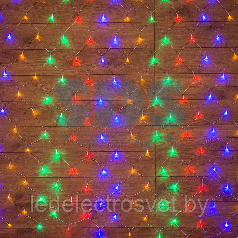 Гирлянда "Сеть" 1,5х1,5м, прозрачный ПВХ, 150 LED Мультиколор - фото 1 - id-p106431982