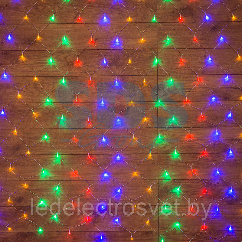 Гирлянда "Сеть" 1,8х1,5м, прозрачный ПВХ, 180 LED Мультиколор