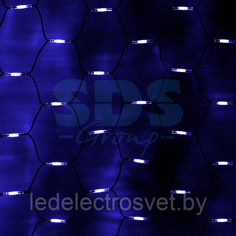 Гирлянда "Сеть" 2x1,5м, черный КАУЧУК, 288 LED Белые/Синие
