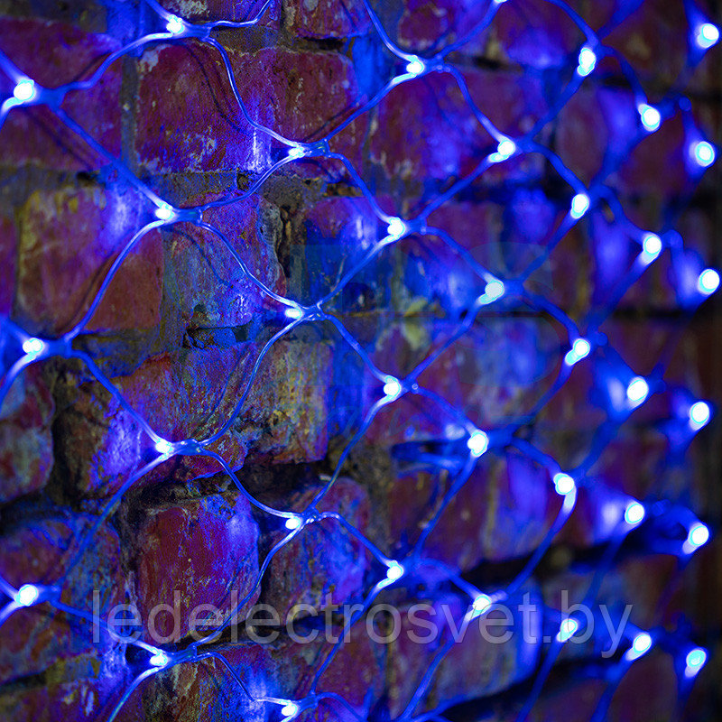 Гирлянда "Сеть" 2х1,5м, свечение с динамикой, прозрачный ПВХ, 288 LED, 230 В, цвет: Синий - фото 1 - id-p106432110