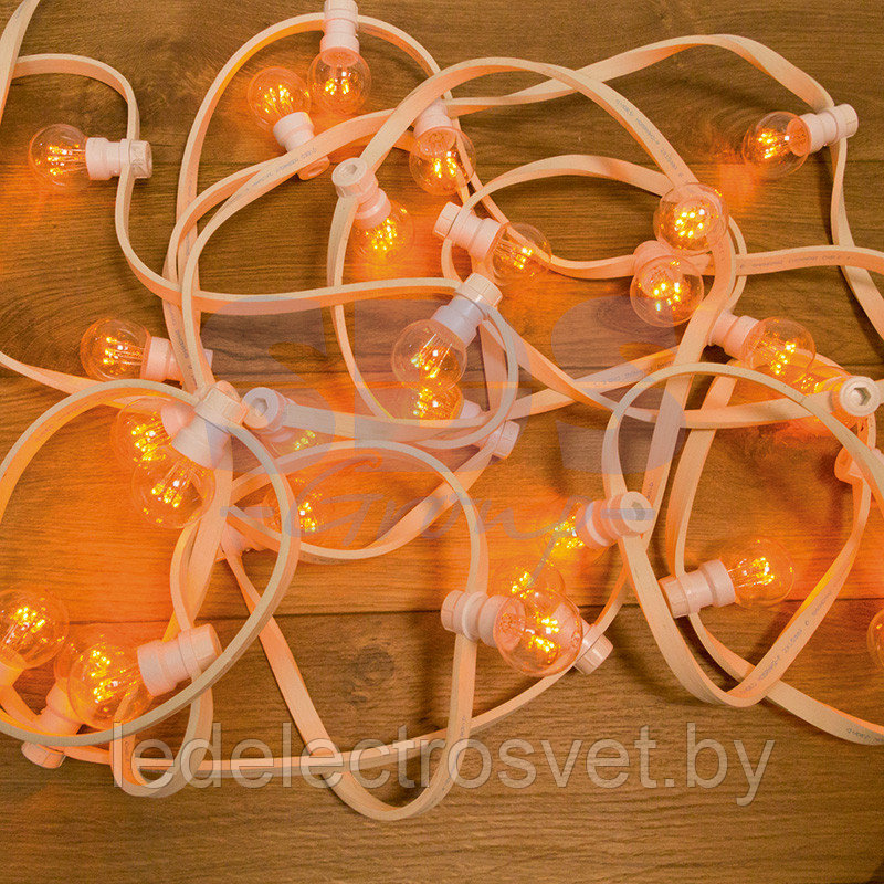 Гирлянда LED Galaxy Bulb String 10м, белый КАУЧУК, 30 ламп*6 LED ЖЕЛТЫЕ, влагостойкая IP65