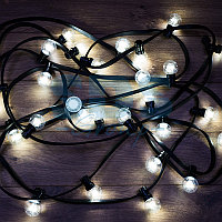 Гирлянда LED Galaxy Bulb String 10м, черный КАУЧУК, 30 ламп*6 LED БЕЛЫЕ, влагостойкая IP65