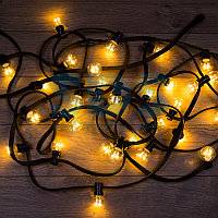 Гирлянда LED Galaxy Bulb String 10м, черный КАУЧУК, 30 ламп*6 LED ТЕПЛЫЙ БЕЛЫЙ, влагостойкая IP65