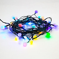 Гирлянда "Мультишарики" Ø15мм 5м, темно-зеленый ПВХ, 30 диодов, цвет RGB