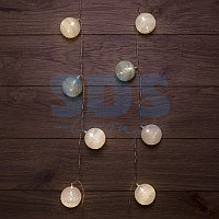 Тайские фонарики «Вельвет» 3,5 м, прозрачный ПВХ, 20 LED, теплый белый, питание 2 х АА (батарейки не в