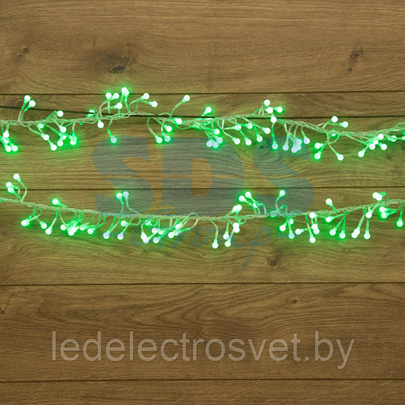 Гирлянда "Мишура LED" 3 м прозрачный ПВХ, 288 диодов, цвет зеленый - фото 1 - id-p106504017