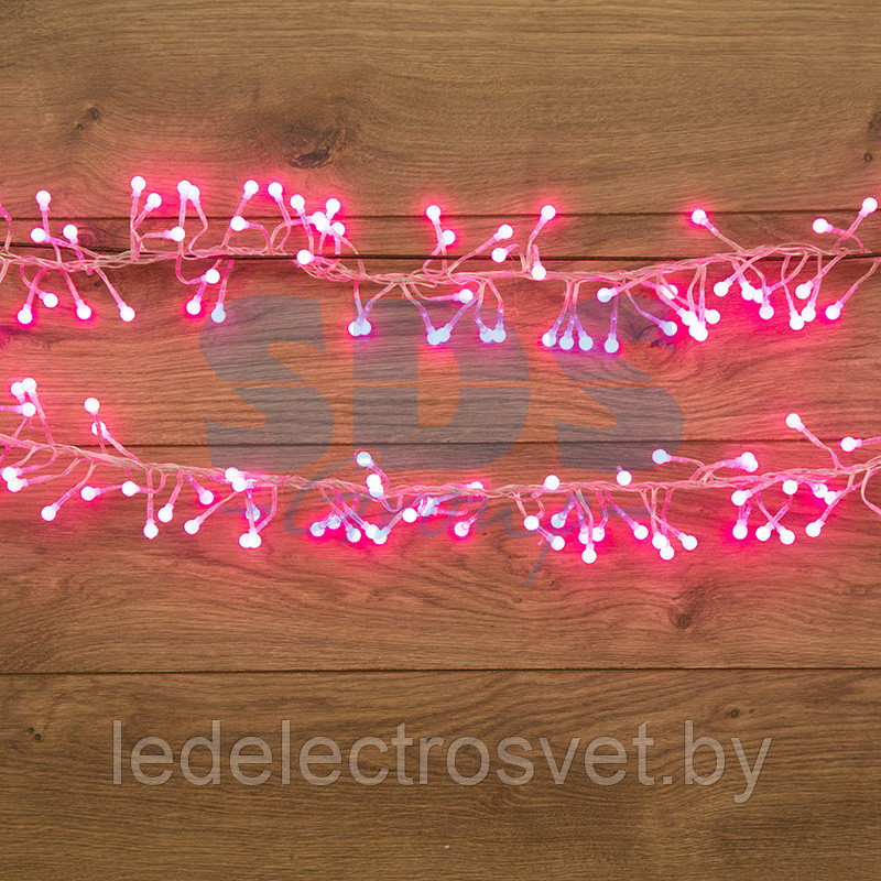 Гирлянда "Мишура LED" 6 м прозрачный ПВХ, 576 диодов, цвет розовый - фото 1 - id-p106504025
