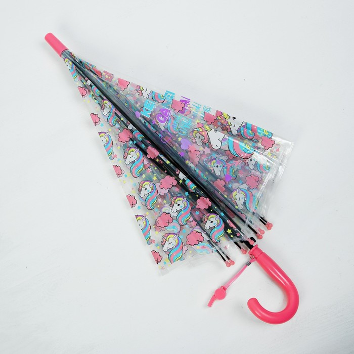 Зонт прозрачный «ЕДИНОРОГ» розовый - фото 5 - id-p106504265