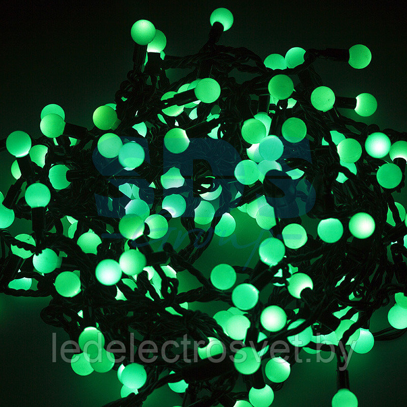 Гирлянда "Мультишарики" Ø17,5мм, 20 м, черный ПВХ, 200 диодов, цвет зеленый - фото 1 - id-p106504386