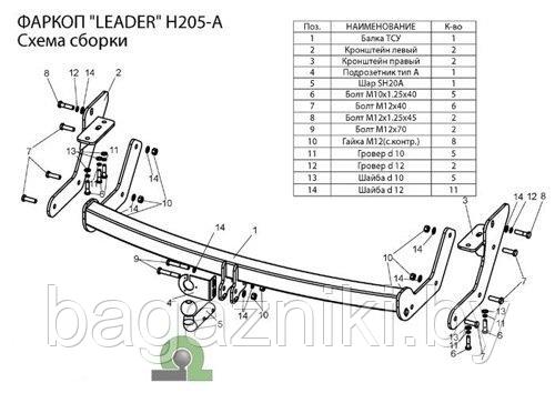 Фаркоп  для HYUNDAI Santa Fe  Classic (SM) (ТАГАЗ) 2001-2006, c 2007