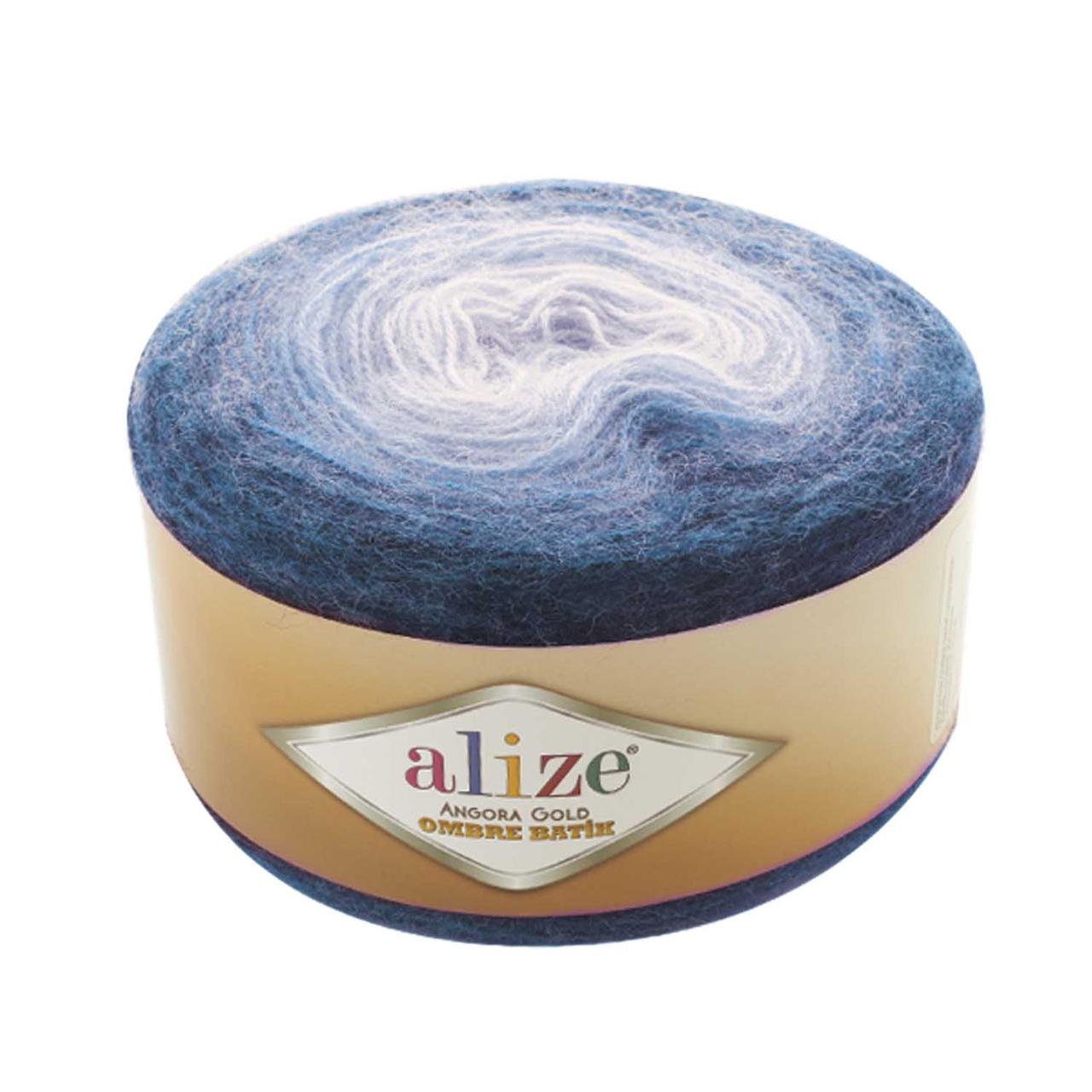 Пряжа Ангора Голд Омбре Батик (Angora Gold Ombre Batik) цвет 7294 темно-синий с белым