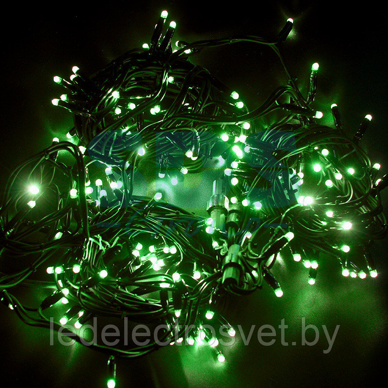 Гирлянда модульная "Дюраплей LED" 20м 200 LED черный каучук Зеленая - фото 1 - id-p106729069