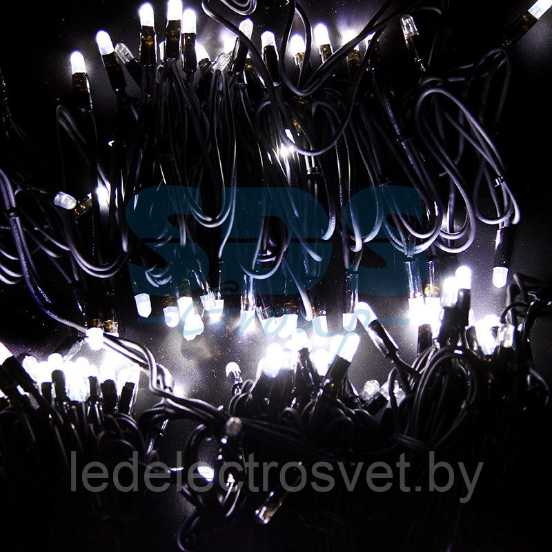 Гирлянда модульная  "Дюраплей LED"  100% Flashing, 20м, черный каучук, 200 диодов, Белая