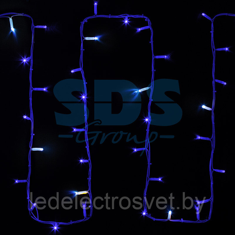 Гирлянда модульная  "Дюраплей LED"  20м  200 LED  белый каучук , мерцающий "Flashing" (каждый 5-й диод), Синяя