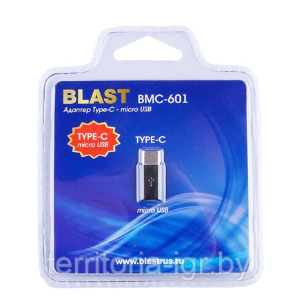 Адаптер Type-C - micro USB BMC-601 черный Blast - фото 1 - id-p106738102