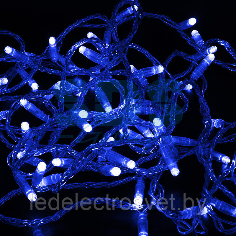 Гирлянда Нить 10м, постоянное свечение, прозрачный ПВХ, 230В, цвет: Синий - фото 1 - id-p106738154