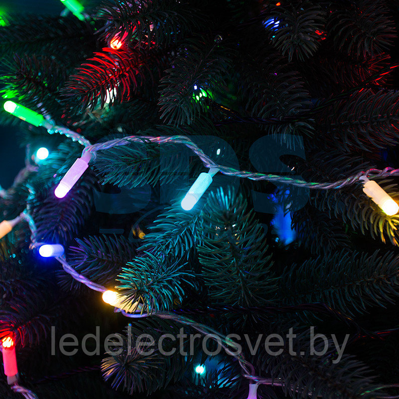Гирлянда Нить 10м, 100 LED, цвет: RGB. свечение с динамикой  (при использовании контроллера), 230 В