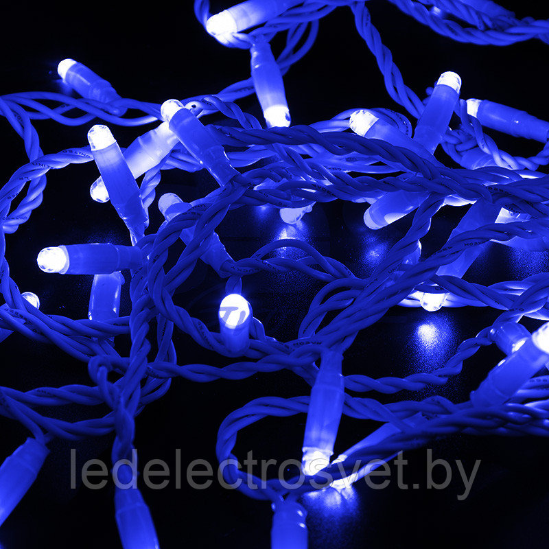 Гирлянда Нить 10м, с эффектом мерцания, белый ПВХ, 230В, цвет: Синий