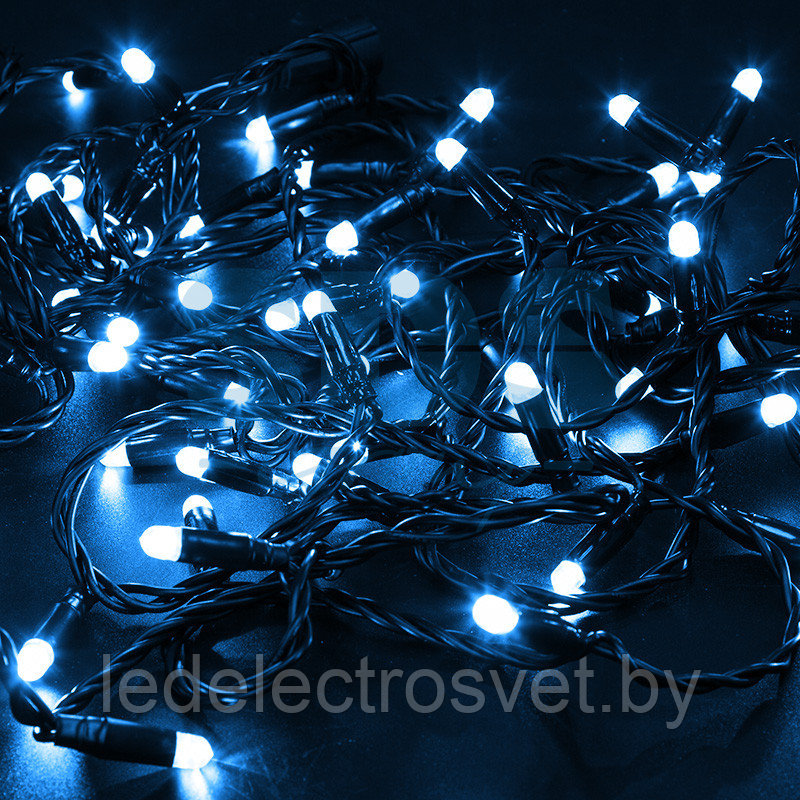 Гирлянда Нить 10м, с эффектом мерцания, черный ПВХ, 24В, цвет: Синий