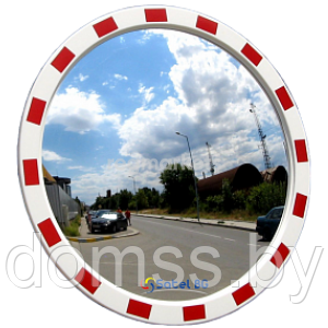 Зеркало со светоотражающей окантовкой круглое 1200 мм с кронштейном для трубы - фото 1 - id-p106738509
