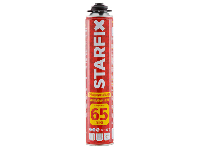 Пена монтажная профессиональная всесезонная STARFIX Foam Pro 65 (850мл) (Выход пены до 65 литров) (SM-87465-1) - фото 1 - id-p106744080