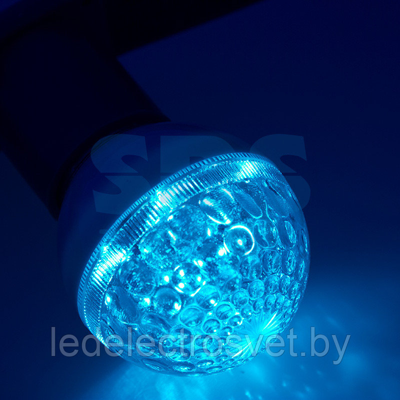 Лампа шар e27 10 LED  Ø50мм  синяя 24В