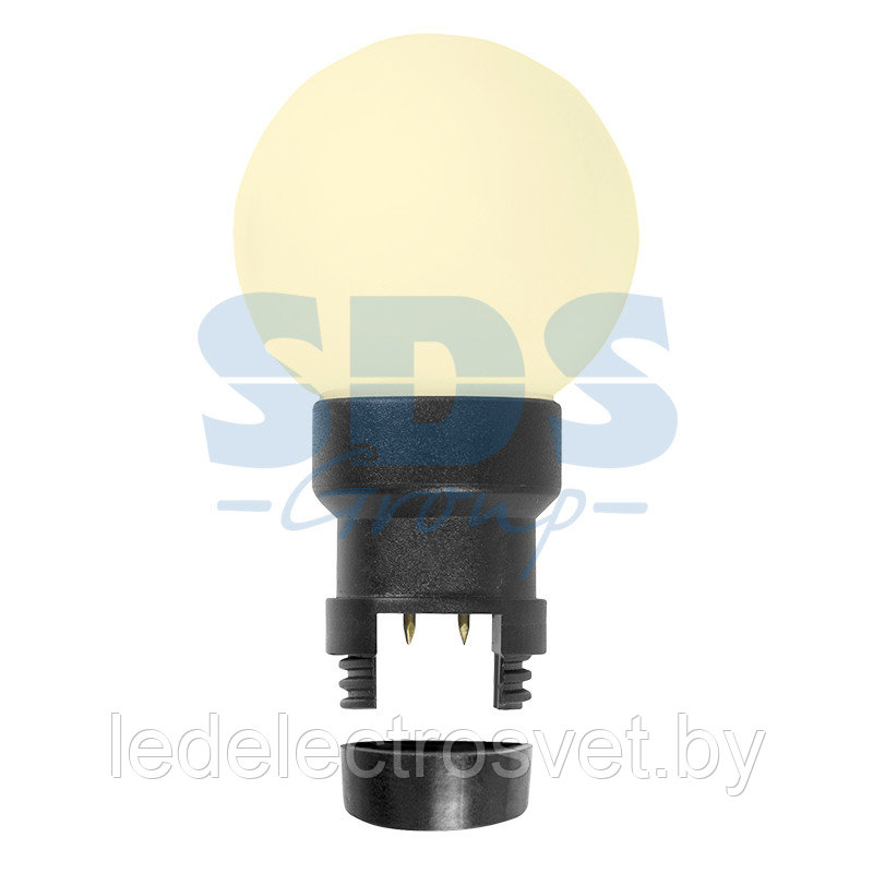 Лампа шар 6 LED вместе с патроном для белт-лайта, цвет: ТЕПЛЫЙ БЕЛЫЙ, Ø45мм, белая матовая колба - фото 1 - id-p106744464