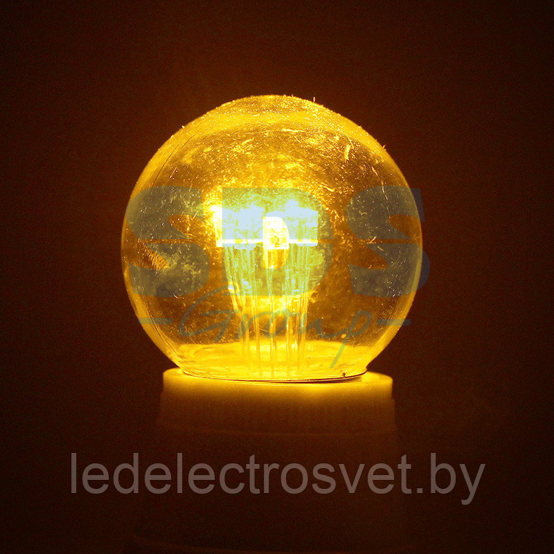 Лампа шар e27 6 LED Ø45мм - желтая, прозрачная колба, эффект лампы накаливания - фото 1 - id-p106744467