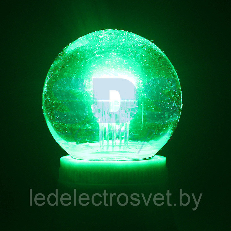 Лампа шар e27 6 LED Ø45мм - зеленая, прозрачная колба, эффект лампы накаливания - фото 1 - id-p106744468