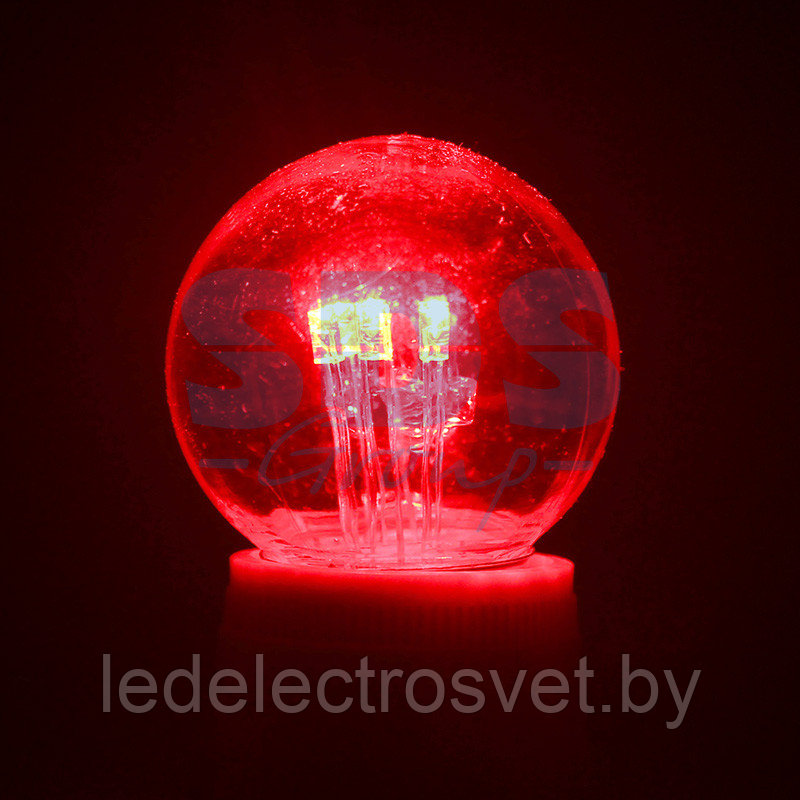 Лампа шар e27 6 LED Ø45мм - красная, прозрачная колба, эффект лампы накаливания - фото 1 - id-p106744469
