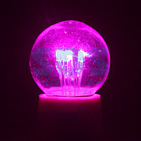 Лампа шар e27 6 LED  Ø45мм - розовая, прозрачная колба, эффект лампы накаливания