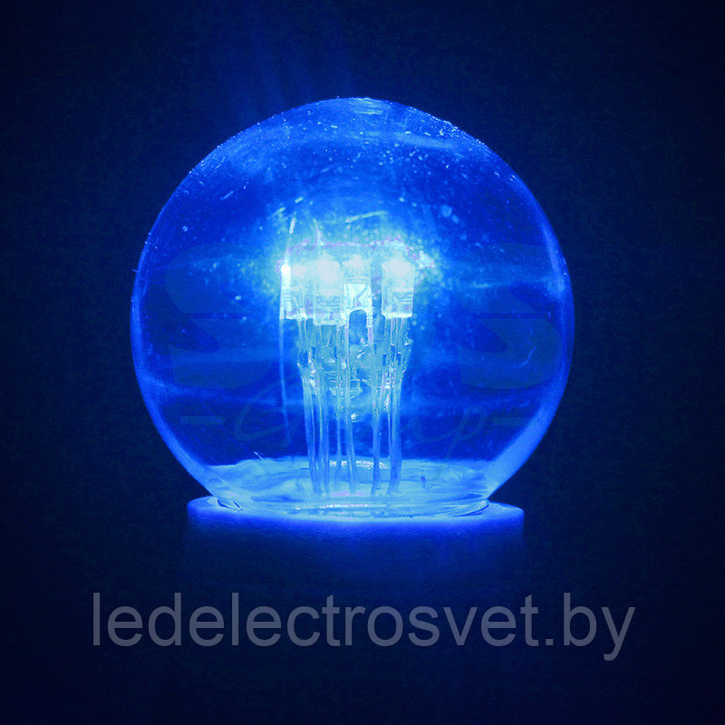 Лампа шар e27 6 LED Ø45мм - синяя, прозрачная колба, эффект лампы накаливания - фото 1 - id-p106744471