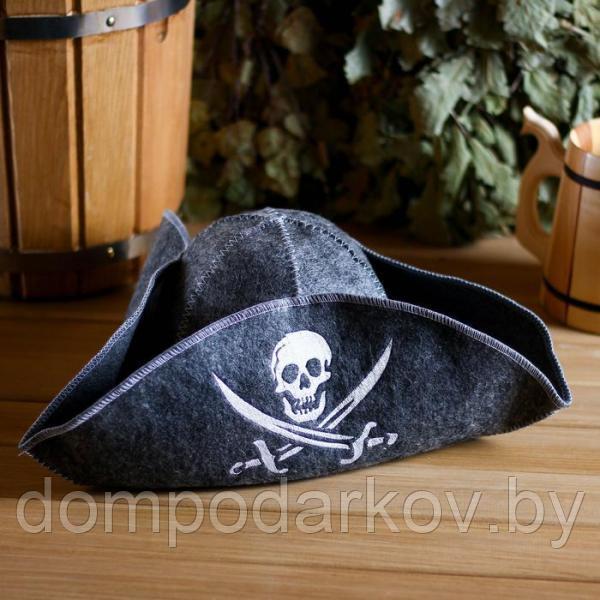 Банная шапка "Пират", войлок, серая