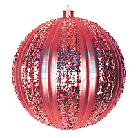Елочная фигура "Полосатый шар", 20 см, цвет красный