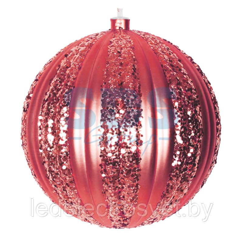 Елочная фигура "Полосатый шар", 20 см, цвет красный - фото 1 - id-p106803762