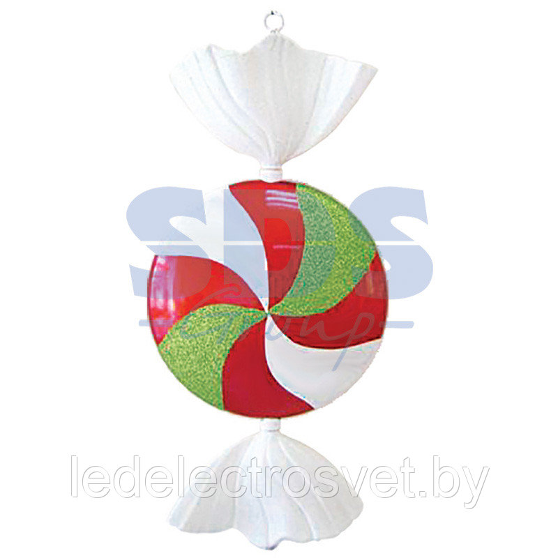 Елочная фигура "Леденец", 102 см, цвет белый, красный и зеленый