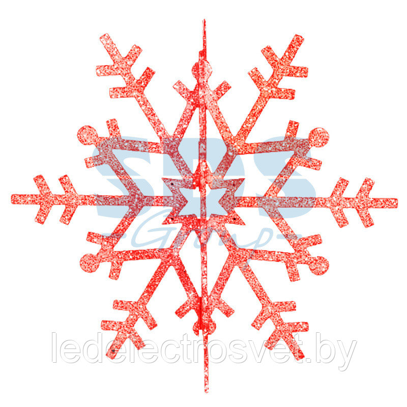 Елочная фигура "Снежинка резная 3D", 61 см, цвет красный