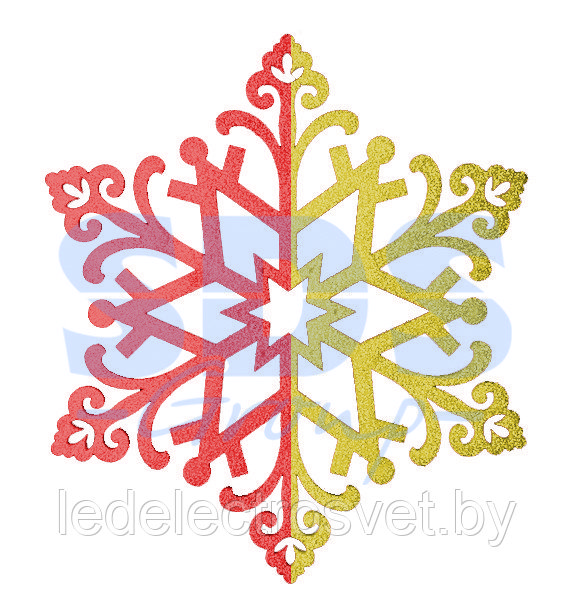 Елочная фигура "Снежинка сказочная" 40 см, цвет красный/золотой - фото 1 - id-p106803738