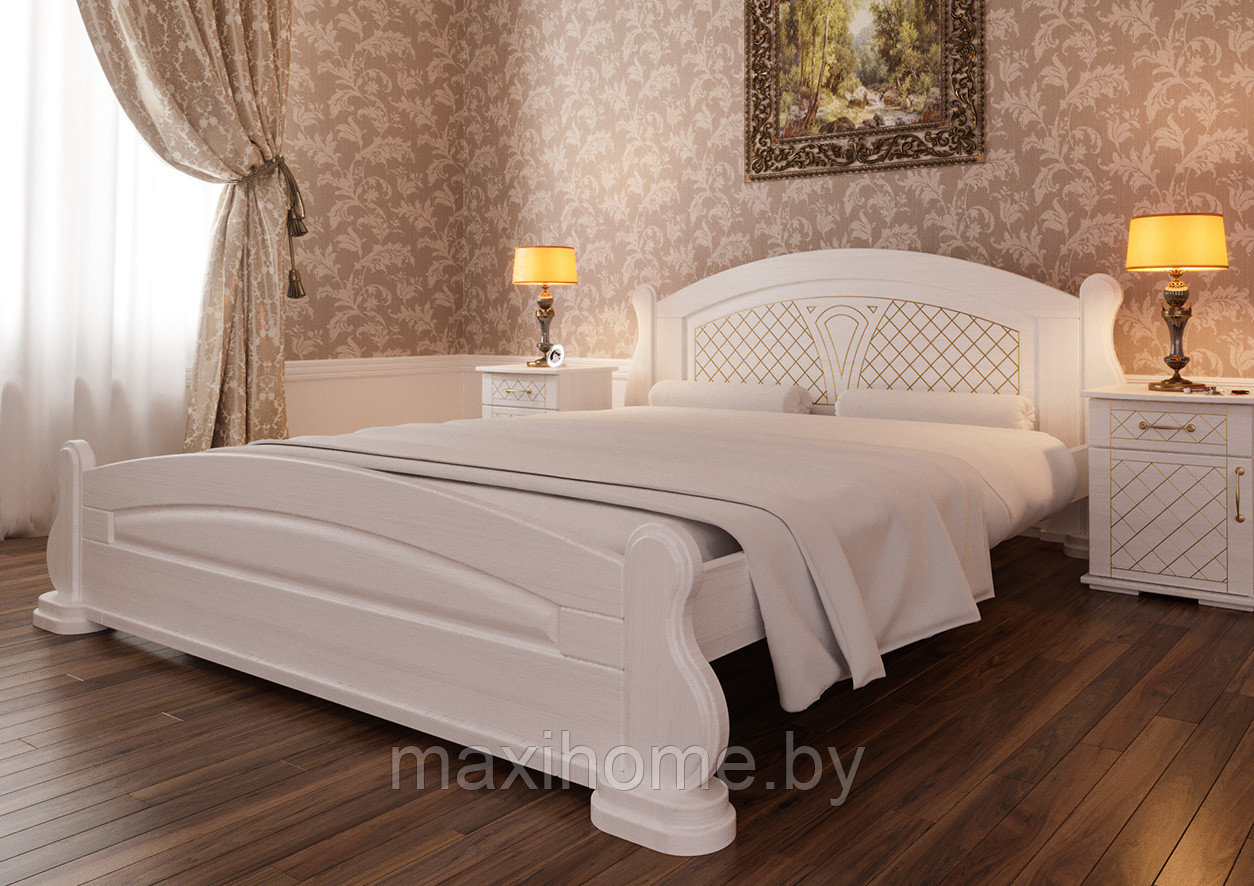 Кровать из массива ольхи «Женева», цвет белый - фото 1 - id-p106803839