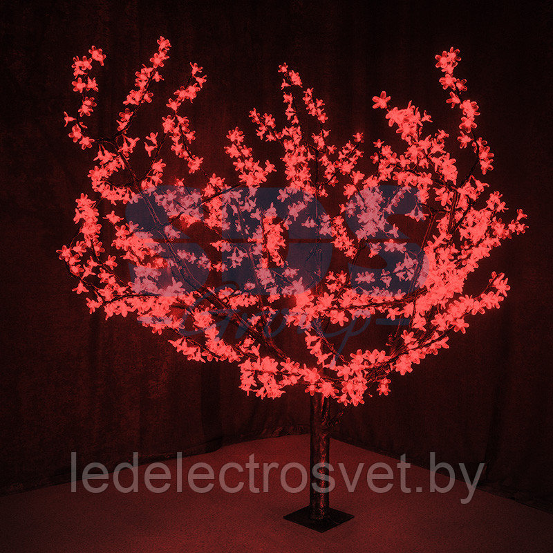 Светодиодное дерево "Сакура", высота 1,5м, диаметр кроны 1,8м, красные светодиоды, IP 54, понижающий - фото 1 - id-p106809441