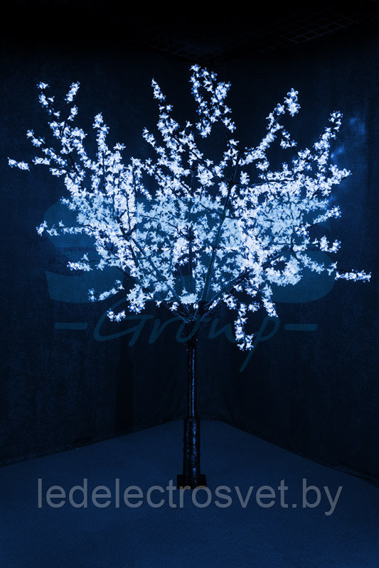 Светодиодное дерево "Сакура", высота 2,4м, диаметр кроны 2,0м, синие светодиоды, IP 64, понижающий - фото 1 - id-p106809443
