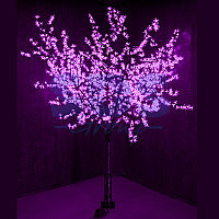 Светодиодное Дерево "Сакура", высота 2,4м, диаметр кроны 2,0м, фиолетовые диоды, IP 64, понижающий