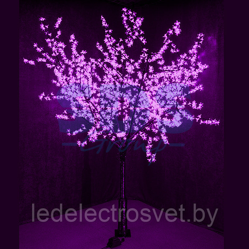 Светодиодное Дерево "Сакура", высота 2,4м, диаметр кроны 2,0м, фиолетовые диоды, IP 64, понижающий - фото 1 - id-p106809444