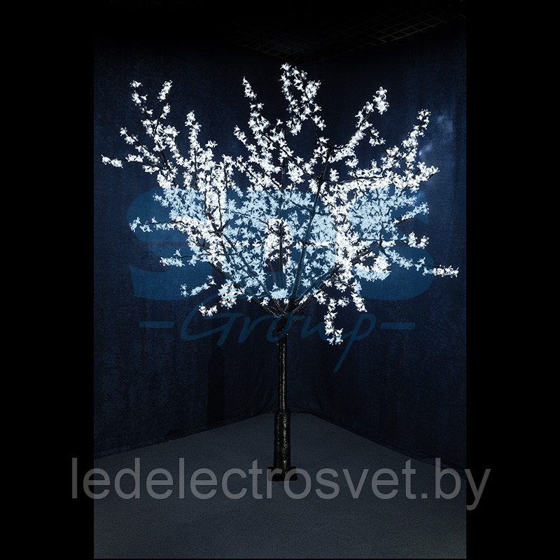 Светодиодное дерево "Сакура", выстота 2,4м, диметр кроны 2,0м, белые светодиоды, IP 54, понижающий - фото 1 - id-p106809445