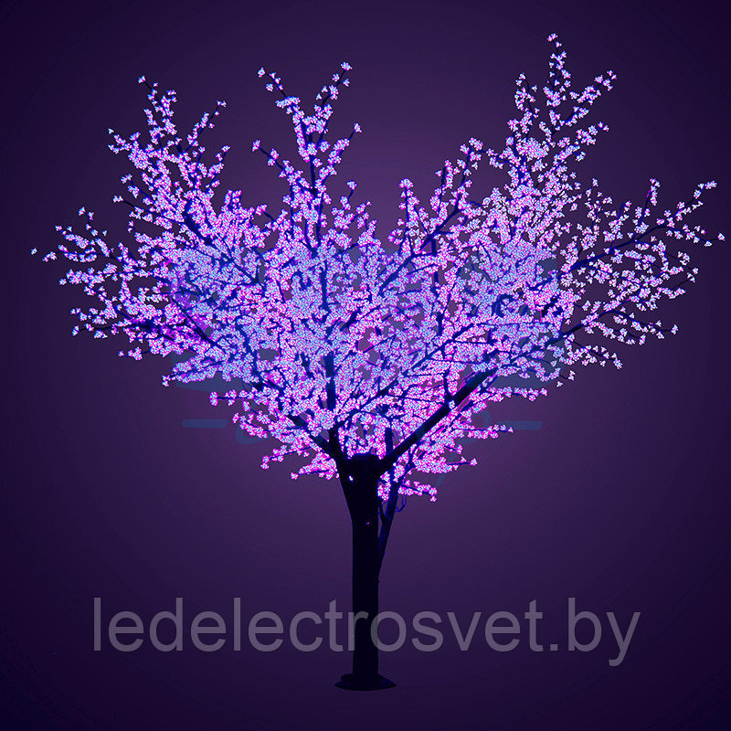 Светодиодное дерево "Сакура", высота 3,6м, диаметр кроны 3,0м, фиолетовые светодиоды, IP 64, понижающий - фото 1 - id-p106809446