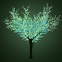Светодиодное дерево "Сакура", высота 3,6м, диаметр кроны 3,0м, зеленые светодиоды, IP 54, понижающий