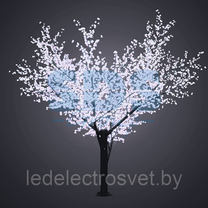 Светодиодное дерево "Сакура", высота 3,6м, диаметр кроны 3,0м, белые светодиоды, IP 54, понижающий